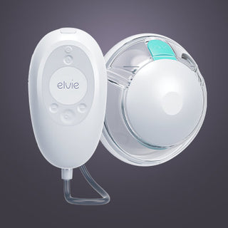 Elvie Stride 2 single breast pump on a dark background