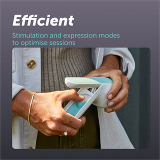 Person demonstrating how to change suction settings on elvie wave manual pump handle