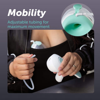 Person holding elvie wave tubing connecting to wave pump handle