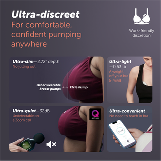 USP of Elvie Pump highlighting ultra-discreet and work friendly discretion