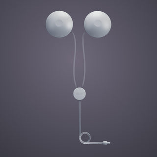 White double connect kit for Elvie Stride 2 breast pump on a grey background